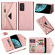 For Huawei P40 Skin Feel Zipper Horizontal Flip Leather Case with Holder & Card Slots & Photo Frame & Lanyard & Long Rope(Rose Gold)