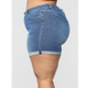 Plus Sized Fashion Stretch Denim Shorts (Color:Blue Size:XXL)