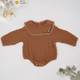 Autumn Baby Squirrel Embroidered Pattern Cotton Triangle Romper (Color:Coffee Size:100cm)