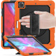 For iPad Pro 12.9 (2020) Shockproof Colorful Silicone + PC Protective Tablet Case with Holder & Shoulder Strap & Hand Strap & Pen Slot(Orange)
