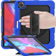 For iPad Pro 12.9 (2020) Shockproof Colorful Silicone + PC Protective Tablet Case with Holder & Shoulder Strap & Hand Strap & Pen Slot(Blue)