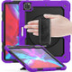 For iPad Pro 12.9 (2020) Shockproof Colorful Silicone + PC Protective Tablet Case with Holder & Shoulder Strap & Hand Strap & Pen Slot(Purple)