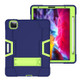 For iPad Pro 12.9 2021 / 2020 / 2019 Contrast Color Silicone + PC Protective Tablet Case with Holder(Navy Blue + Green)