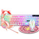 Shipadoo LD-122 4 in 1 Girly Glowing Keyboard + Mouse + Earphone + Mouse Pad Set(Pink Punk)