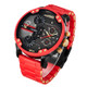 CAGARNY 6830 Fashion Waterproof Quartz Watch with TPE Wristband(Red + Gold)