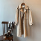 Ladies Mid-length Solid Color Long-sleeved Trench Coat (Color:Khaki Size:L)