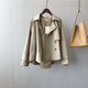 Ladies Retro Short Loose Windbreaker Jacket (Color:Khaki Size:L)