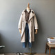 Ladies Loose Solid Color Lapel Long-sleeved Mid-length Windbreaker Jacket (Color:Creamy Size:white_L)