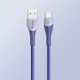 USAMS US-SJ542 U77 3A Type-C / USB-C Charging Data Cable with Colorful Lights, Length: 1.2m(Blue)