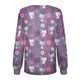 Round Neck Printed Nurse Clothes Long Sleeve Top (Color:Purple Size:XXXL)