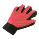Right Hand Five Finger Deshedding Brush Glove Pet Gentle Efficient Massage Grooming(Red)