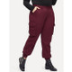 Fashion Women Large Size Casual Pants (Color:Wine Red Size:L)