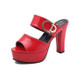 Women Fashion Open Toe Buckle Tie High Heels Shoes, Size:34(Red)