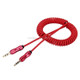 3.5mm 3-pole Male to Male Plug Audio AUX Retractable Coiled Cable, Length: 1.5m(Red)