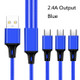 2 PCS ZZ034 USB To 8 Pin + USB-C / Type-C + Micro USB 3 In 1 Fast Charging Cable, Style: Mini-Blue