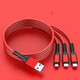 2 PCS ZZ034 USB To 8 Pin + USB-C / Type-C + Micro USB 3 In 1 Fast Charging Cable, Style: 5A Super Fast-Red