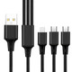2 PCS ZZ034 USB To 8 Pin + USB-C / Type-C + Micro USB 3 In 1 Fast Charging Cable, Style: Mini-Black