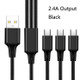 2 PCS ZZ034 USB To 8 Pin + USB-C / Type-C + Micro USB 3 In 1 Fast Charging Cable, Style: Mini-Black