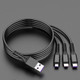 2 PCS ZZ034 USB To 8 Pin + USB-C / Type-C + Micro USB 3 In 1 Fast Charging Cable, Style: 5A Super Fast-Black