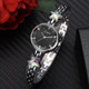 Lvpai P866 Diamond Five-Pointed Star Bracelet Watch Ladies Alloy Quartz Watches(Silver Black)