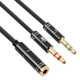 3.5mm Female to 2 x 3.5mm Male Adapter Cable(Black)