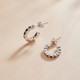 S925 Sterling Silver Geometric Simple Fashion Ear Studs Women Earrings, Color:Black Zircon Silver