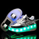 CD03 LED Double Wheel Wing Roller Skating Shoes, Size : 37(Silver)