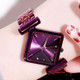 2 PCS Ladies Diamond Dial Quartz Watch, Colour: Purple