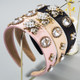 Bee Inlaid Rhinestone Headband Pearl Headband Widen Brim Headband(Pink)