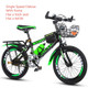 20 Inch Childrens Bicycles 7-15 Years Old Children Without Auxiliary Wheels, Style:Single Speed Luxury(Black Green)