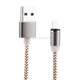 360 Degree Rotation 1m Weave Style 8 Pin to USB 2.0 Strong Magnetic Charger Cable with LED Indicator, For iPhone XR / iPhone XS MAX / iPhone X & XS / iPhone 8 & 8 Plus / iPhone 7 & 7 Plus / iPhone 6 & 6s & 6 Plus & 6s Plus / iPad(Gold)