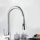 Kitchen Pull-out Faucet Hot And Cold Home 304 Stainless Steel Retractable Rotating Faucet, Style:Plating 304