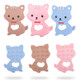MJYJ019 2 PCS Silicone Baby Teether Children Molar Stick Toy, Colour: Kitten-Pink