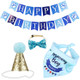 Pet Birthday Party Dog Pull Flag Triangle Scarf Cake Hat Holiday Dress Up Set, Size: One Size(Blue Suit)