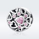 S925 Sterling Silver Pink Geometric Heart-shaped Hollow Beads DIY Beaded Accessories