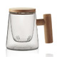 Thick Heat-resistant High Borosilicate Glass Teacup with Wooden Handle, Capacity: 300ML, Specification:7B