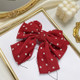 5 PCS Satin Bow Hairpin Back Head Hair Accessories, Colour: Wine Red Wave Point