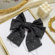 5 PCS Satin Bow Hairpin Back Head Hair Accessories, Colour: Black Wave Point