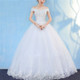 Retro Elegant Off Shoulder LaceThin Court Neat Princess Wedding Dress, Size:L(White)
