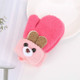 Cartoon Bear Shape Knitted Wool Double Layer Plus Velvet Thick Warm Children Gloves Mittens, Suitable Age:0-3 Years Old(Red)