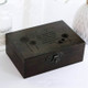 Exquisite Small Wooden Box Antique Lockable Jewelry Sundries Storage Box, Size:S(Coffee - Dandelion)