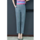 Women Pleated Stretch Pants (Color:Grey Size:One Size)