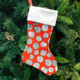 2 PCS Print Christmas Socks Gift Bag Creative Christmas Tree Decoration(Snowball Print)