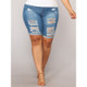 Plus Size Cowgirl Shorts Hot Pants (Color:Blue Size:XXXXL)