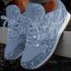 Autumn and Winter Sponge Sequins Breathable Platform Sports Shoes, Size:35(Light Blue)