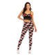 Plaid Printed Slim Fit Women Pants (Color:As Show Size:M)