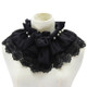 Women Beaded Chiffon Decorative Collar Flowers Folding Polo-neck Shawl Fake Collar(Black)