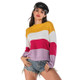 Long Sleeve Crew Neck Knitted Sweater (Color:As Show Size:XL)