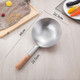Stainless Steel Kitchen Spoon Water Spoon Large Scoop, Size:22cm(Wooden Handle)