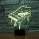 Piano Shape 3D Colorful LED Vision Light Table Lamp, 16 Colors Remote Control Version